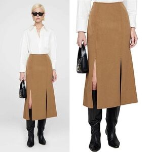 NWT Anine Bing Lyn Midi Skirt in Camel Medium